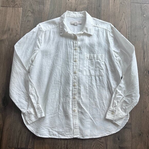 LOFT Tops - LOFT 100% Linen White Button-Up Shirt Women’s Size S Classic Summer